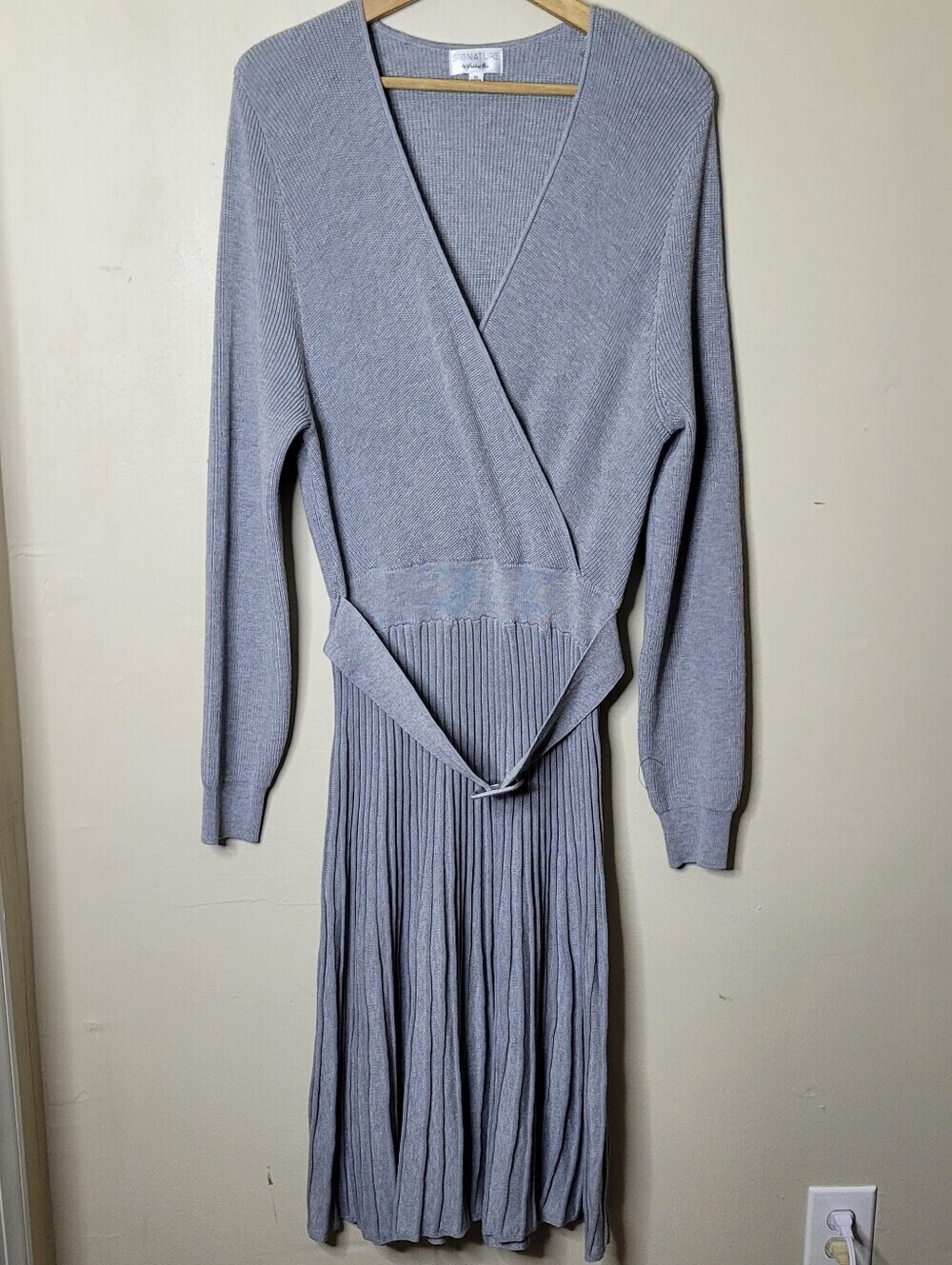 Signature By Robbie Bee Gray Belted Sweater Dress XL - Picture 2 of 11